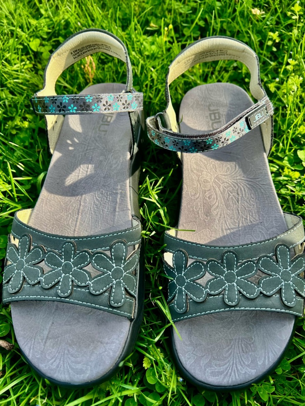 JBU Jambu Denim Blue VEGAN Tevva summer Sandals 90’s hippie y2k Velcro strap 9.5